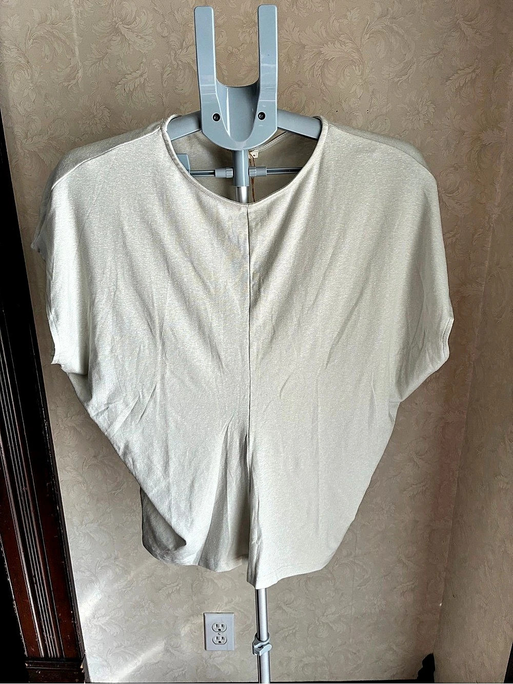 OGL Linen-Blend Round Neck Relaxed Summer Top Tunic White XL